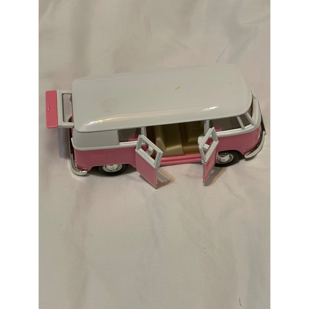 RMZ City Volkswagen T1 Transporter Toy Van Pink White Metal Diecast Retro Bus VW - Picture 2 of 12